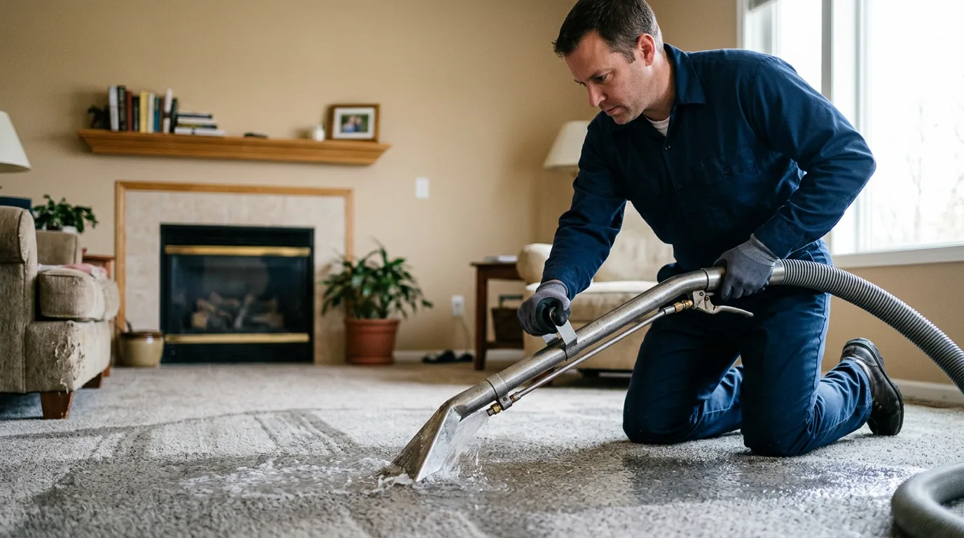 Water damage restoration technician working near Leeds, UT